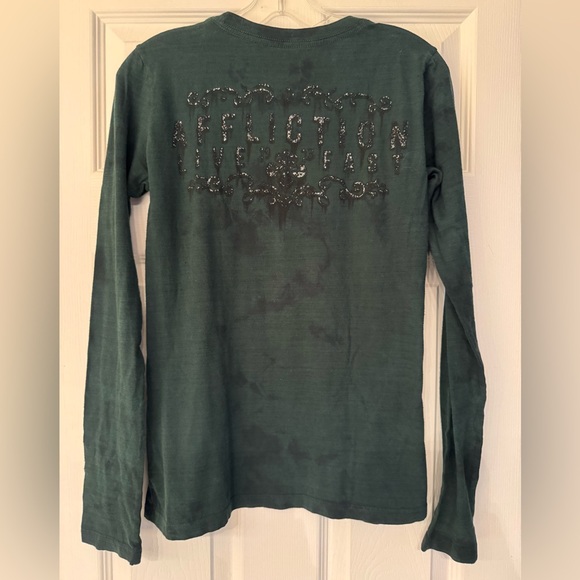 Affliction Manic Triumph American Custom Women’s Green Long Sleeve Size Small - Picture 4 of 9